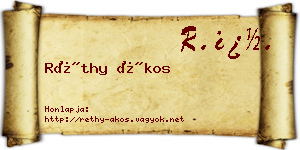 Réthy Ákos névjegykártya